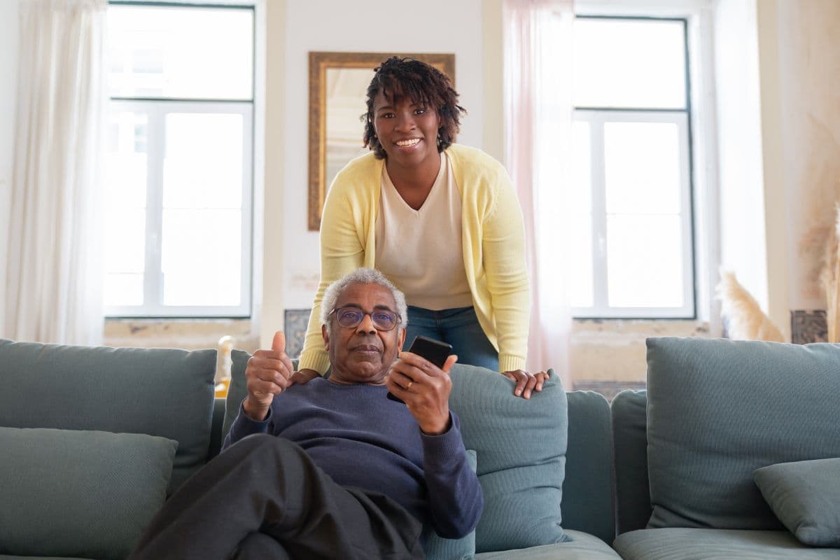 Caregiver offering calm everyday support inside a client's home